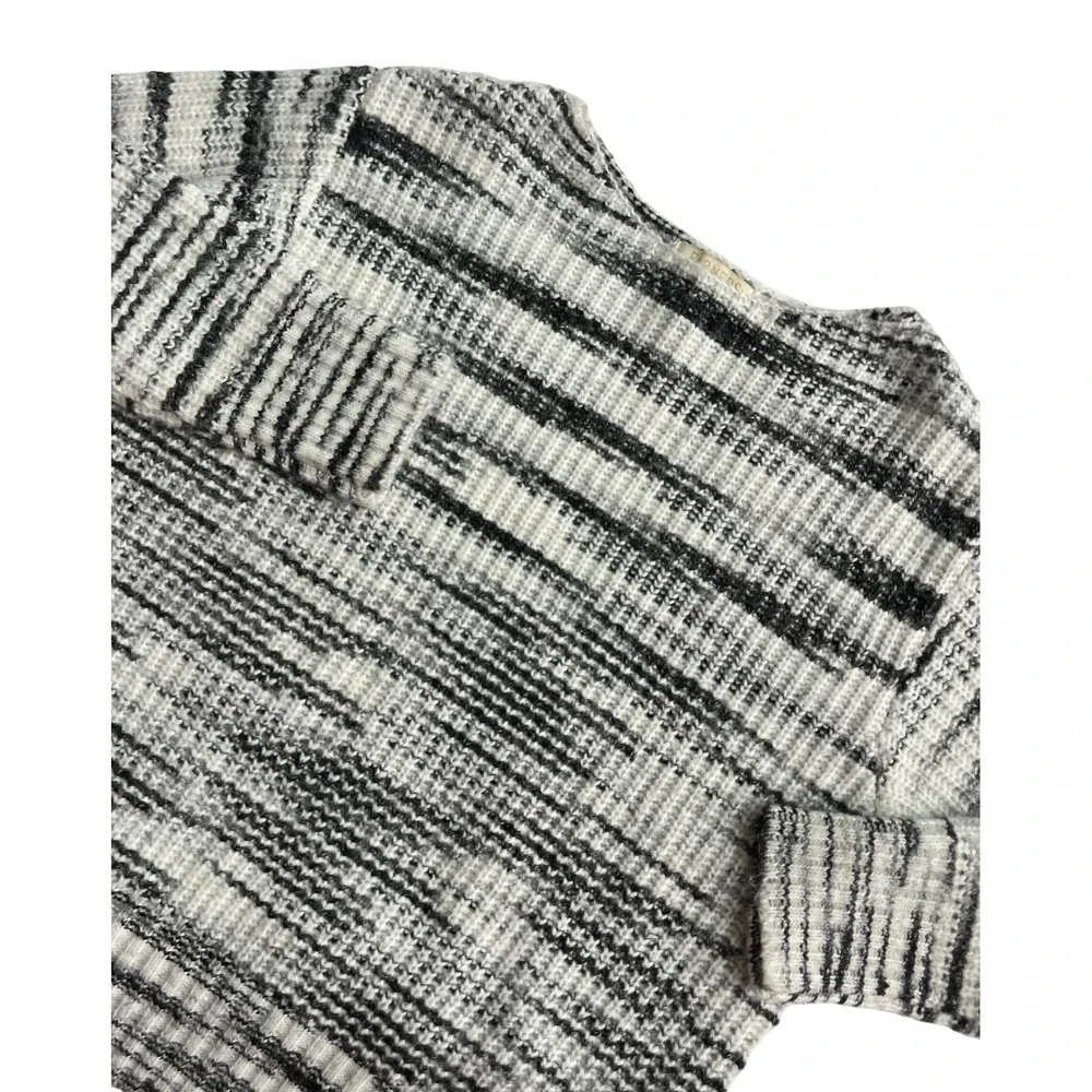 Farmers Market Womens Large Black White‎ Striped Chunky Knit Sweater L wool mix
